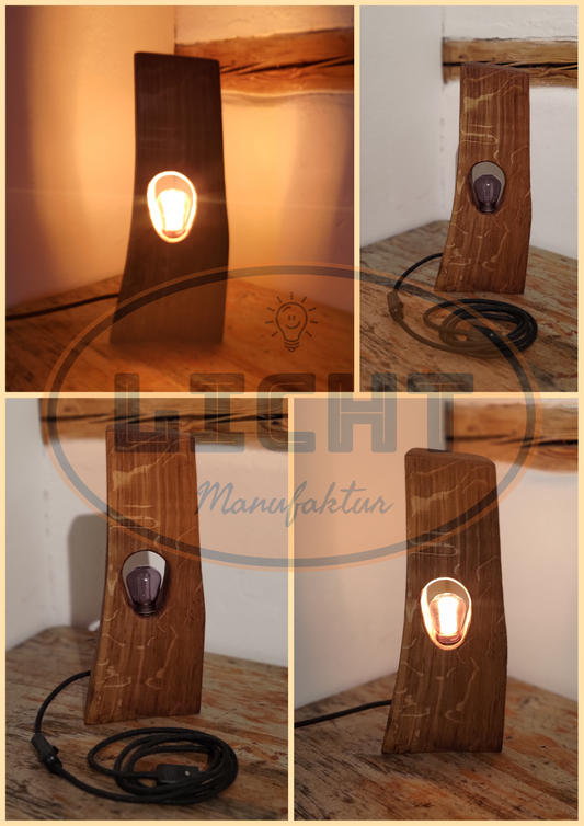 Handgefertigte Eichen Tischlampe