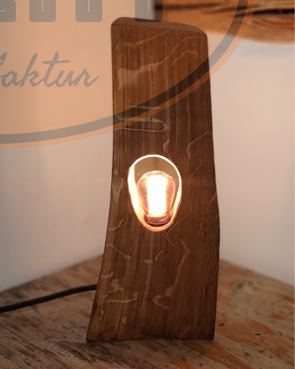 Handgefertigte Eichen Tischlampe
